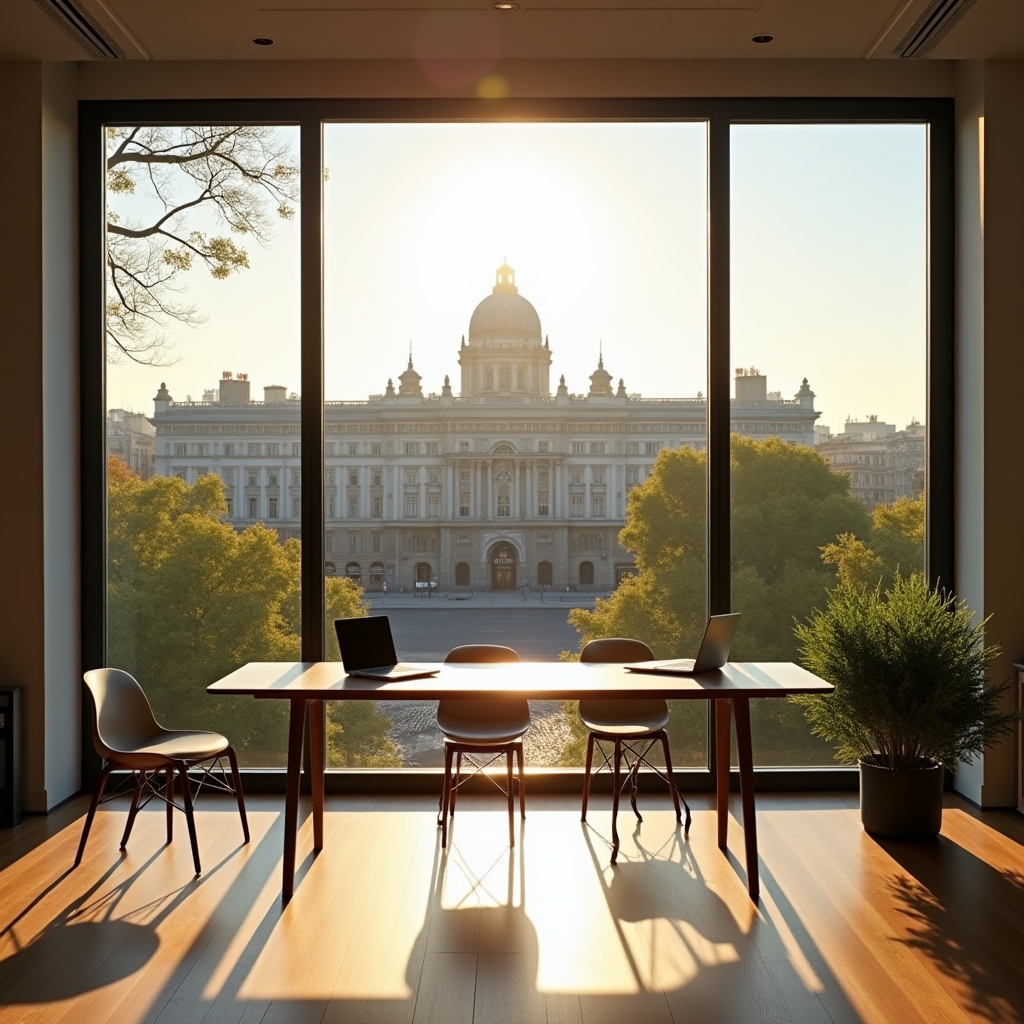 Vista de la ciudad de Madrid desde oficina de consultoría en Chamberí